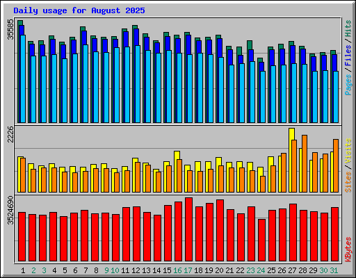 Daily usage for August 2025
