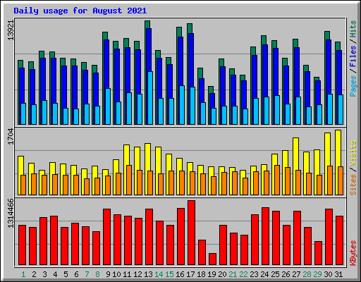 Daily usage for August 2021